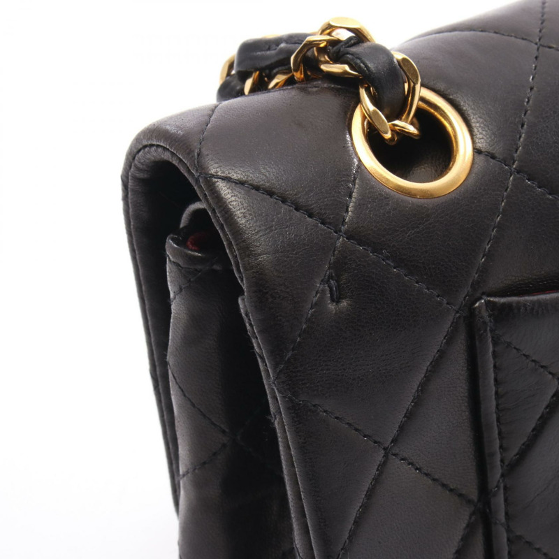 香奈兒 (CHANEL) Matelasse W 翻蓋鏈條肩背包 A01113 黑色皮革 GHW 二手-9