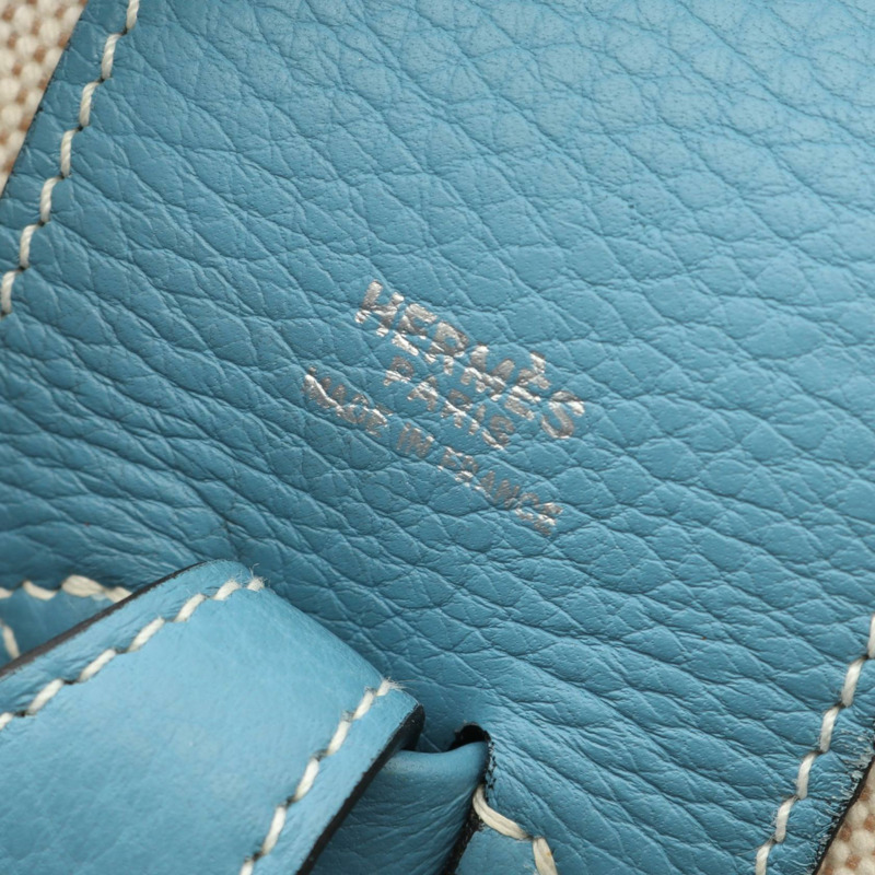 愛馬仕 Intercity 化妝單肩包 D Toile H Taurillon Clemence Ecru SHW-3