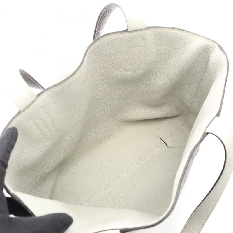 愛馬仕 Doble Sens 28 雙面托特包，Clemence 皮革，灰色/白色，二手 C-2