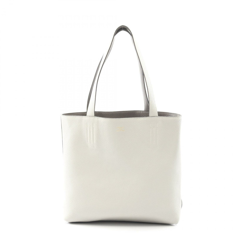 愛馬仕 Doble Sens 28 雙面托特包，Clemence 皮革，灰色/白色，二手 C-5