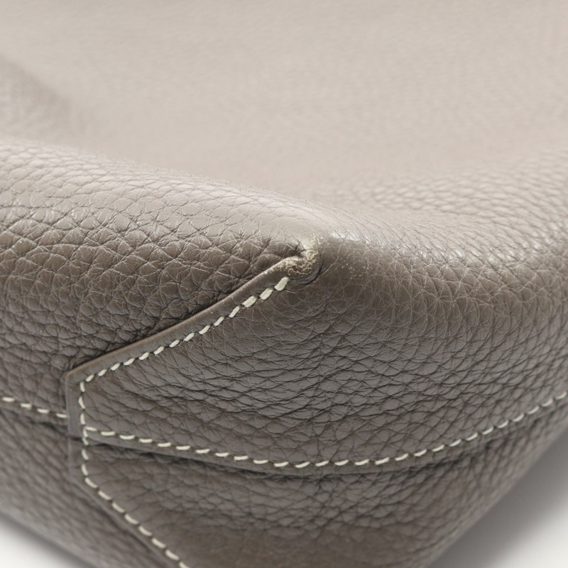 愛馬仕 Doble Sens 28 雙面托特包，Clemence 皮革，灰色/白色，二手 C-6