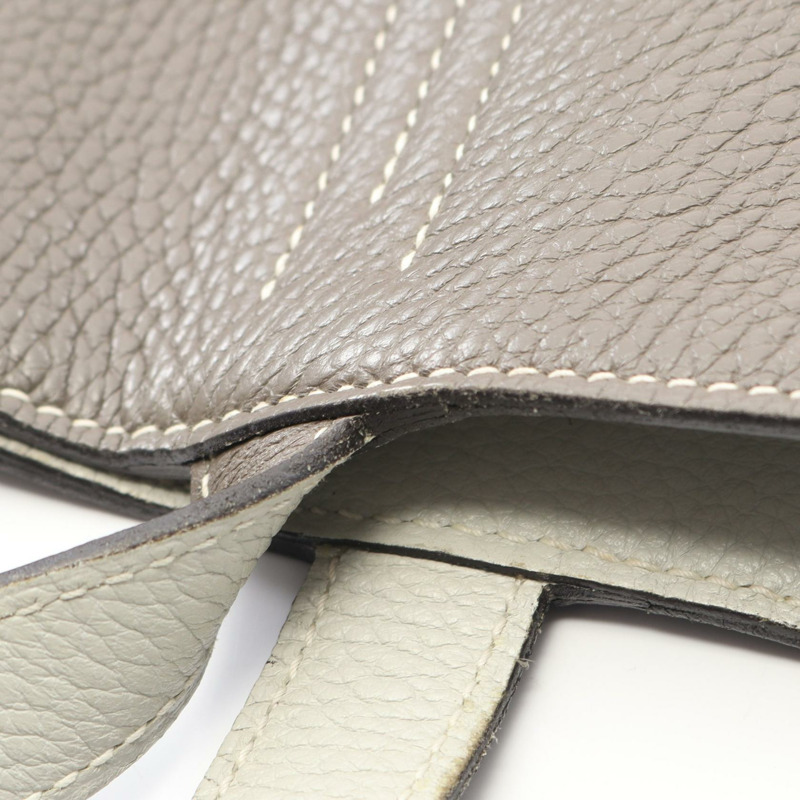 愛馬仕 Doble Sens 28 雙面托特包，Clemence 皮革，灰色/白色，二手 C-8