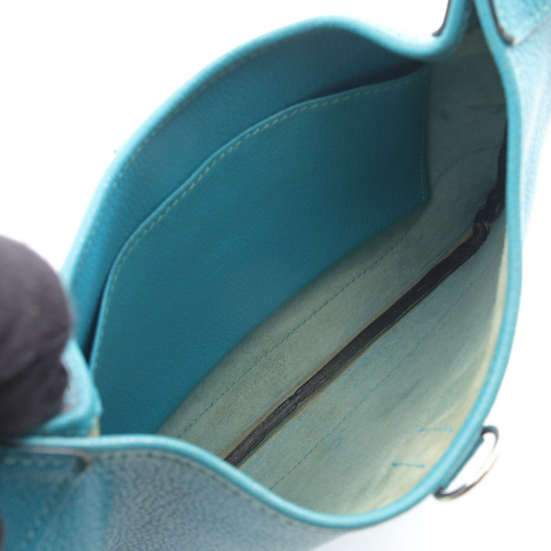 愛馬仕 Trim 24 肩背包，H 山羊皮，藍色，二手，女士，帶五金配件-2