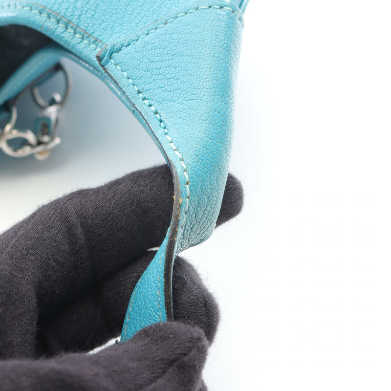 愛馬仕 Trim 24 肩背包，H 山羊皮，藍色，二手，女士，帶五金配件-7