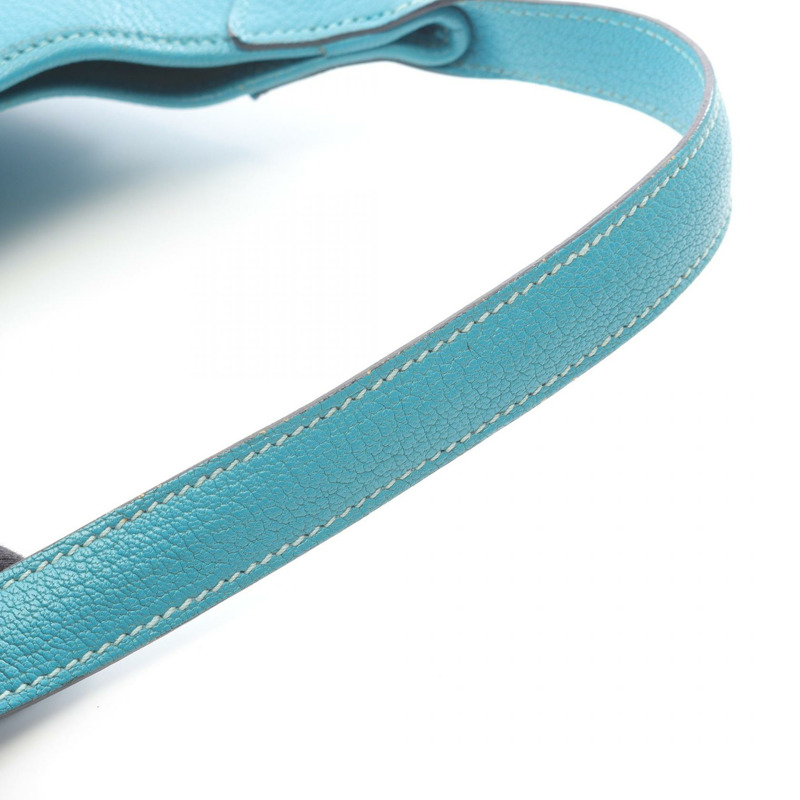 愛馬仕 Trim 24 肩背包，H 山羊皮，藍色，二手，女士，帶五金配件-8