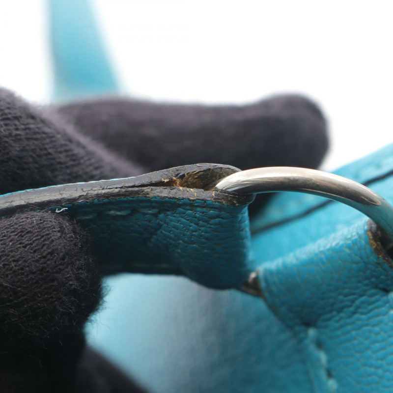 愛馬仕 Trim 24 肩背包，H 山羊皮，藍色，二手，女士，帶五金配件-10