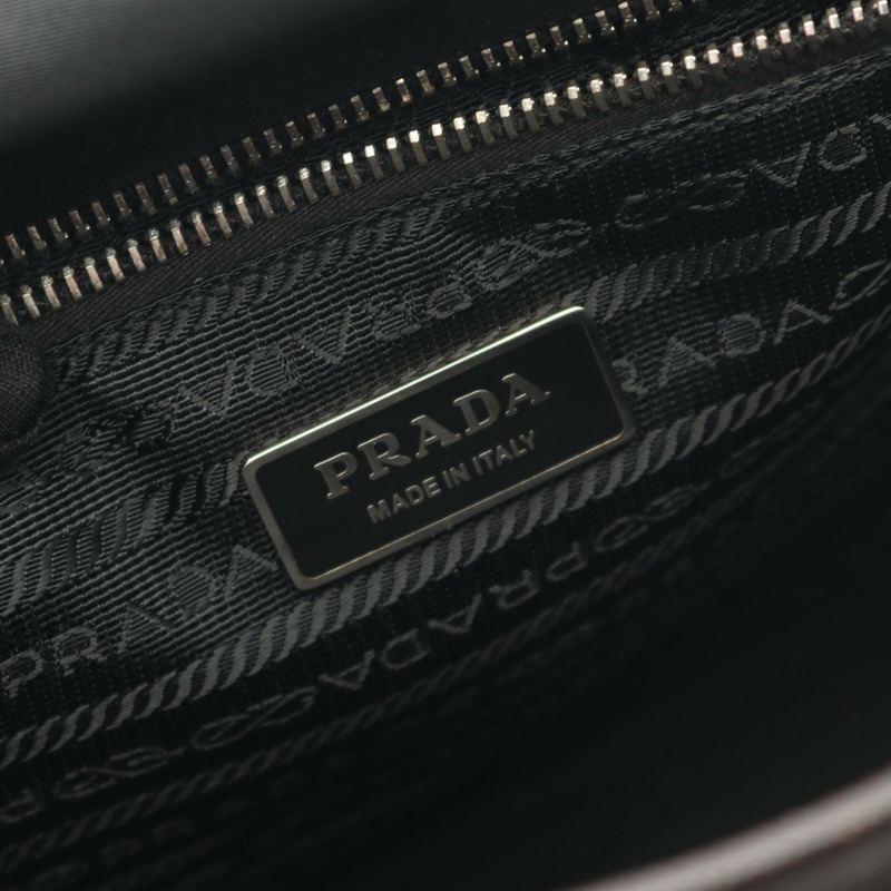 PRADA VA0770 尼龍 Saffiano 皮革肩斜背包，黑色/棕色，二手-3