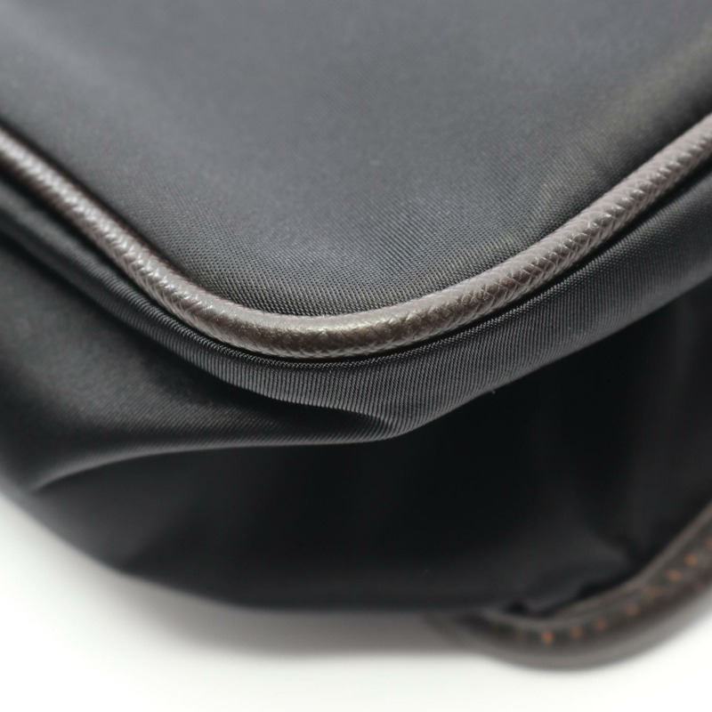 PRADA VA0770 尼龍 Saffiano 皮革肩斜背包，黑色/棕色，二手-4