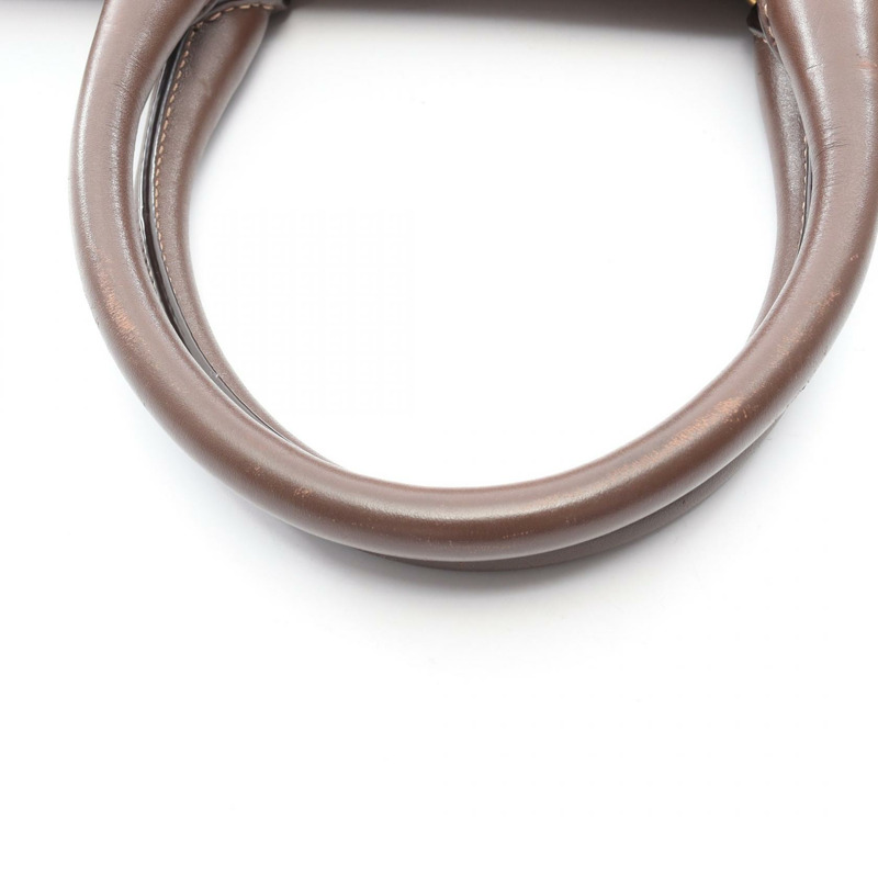 PRADA Logo Jacquard 2Way Tote 手提包，帆布皮革材質，米色/棕色，二手女款-9