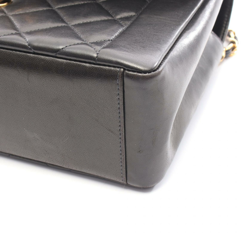 香奈兒 (CHANEL) 絎縫 Diana 翻蓋鏈條單背包 A01165 羊皮黑色金色五金二手-7