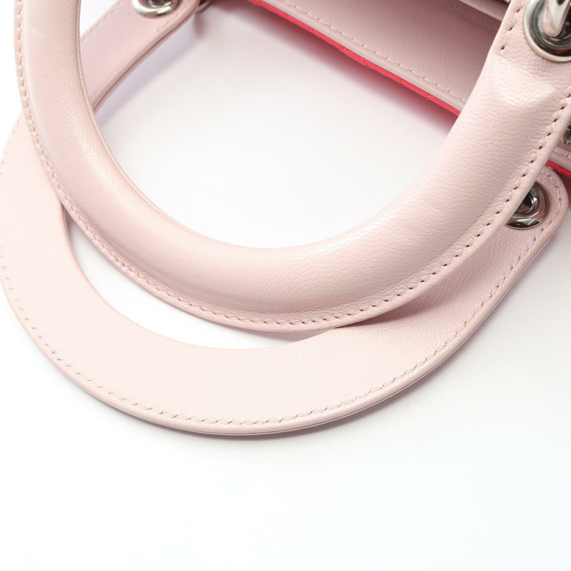 Christian Dior Lady Dior 大型 Cannage 手提單肩包，皮革，洋紅色-6