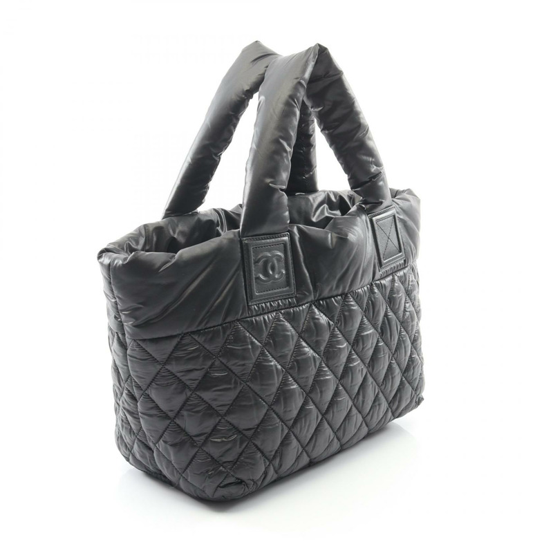 香奈兒 Coco Cocoon 小號手提包，尼龍皮革，黑色波爾多紅色配色，二手 CC-1