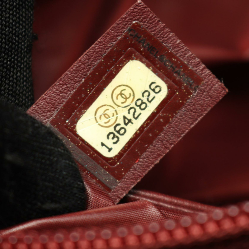 香奈兒 Coco Cocoon 小號手提包，尼龍皮革，黑色波爾多紅色配色，二手 CC-4