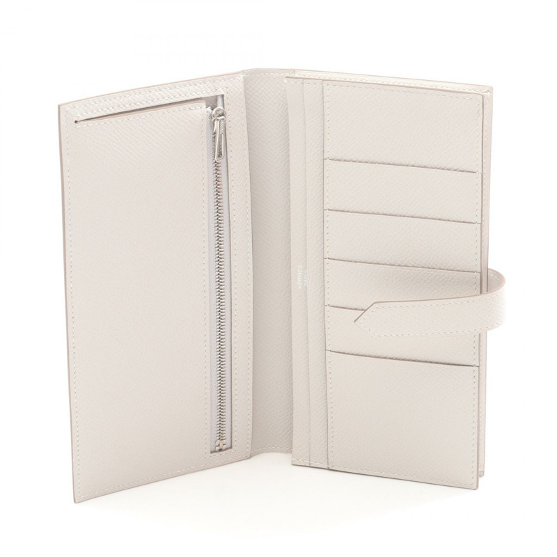 愛馬仕 Bearn Soufflet 雙折皮夾 B Epsom Gris pale 二手女士 SHW-2