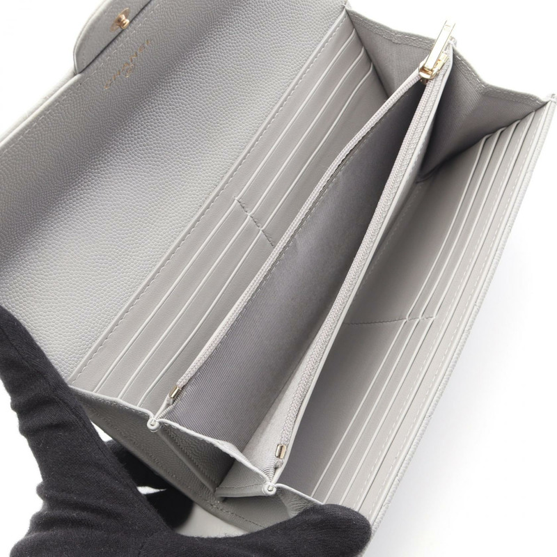 香奈兒 (CHANEL) 絎縫經典長款翻蓋皮夾 AP0241 皮革 灰色 GHW-2