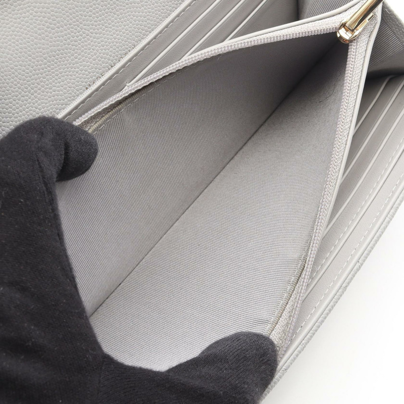 香奈兒 (CHANEL) 絎縫經典長款翻蓋皮夾 AP0241 皮革 灰色 GHW-5