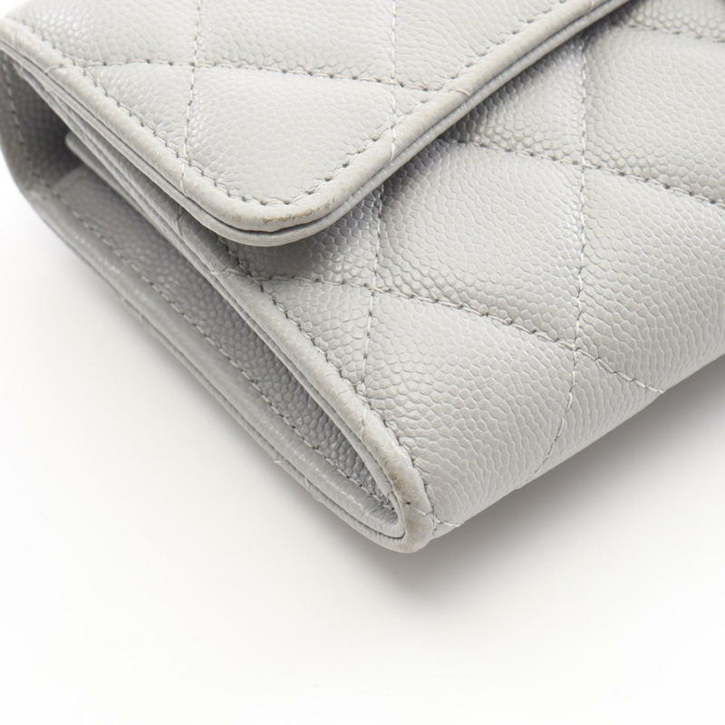 香奈兒 (CHANEL) 絎縫經典長款翻蓋皮夾 AP0241 皮革 灰色 GHW-8