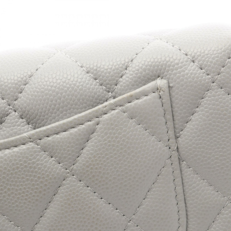 香奈兒 (CHANEL) 絎縫經典長款翻蓋皮夾 AP0241 皮革 灰色 GHW-9