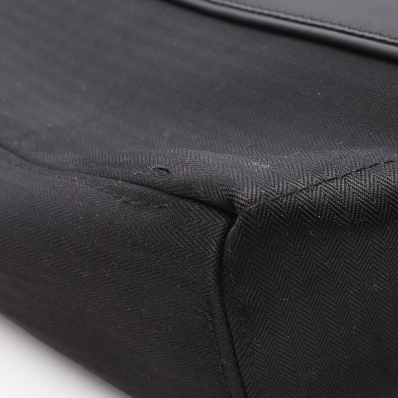 愛馬仕 Acapulco Cabas MM 手提包，黑色人字紋帆布皮革，二手，帶五金配件-4