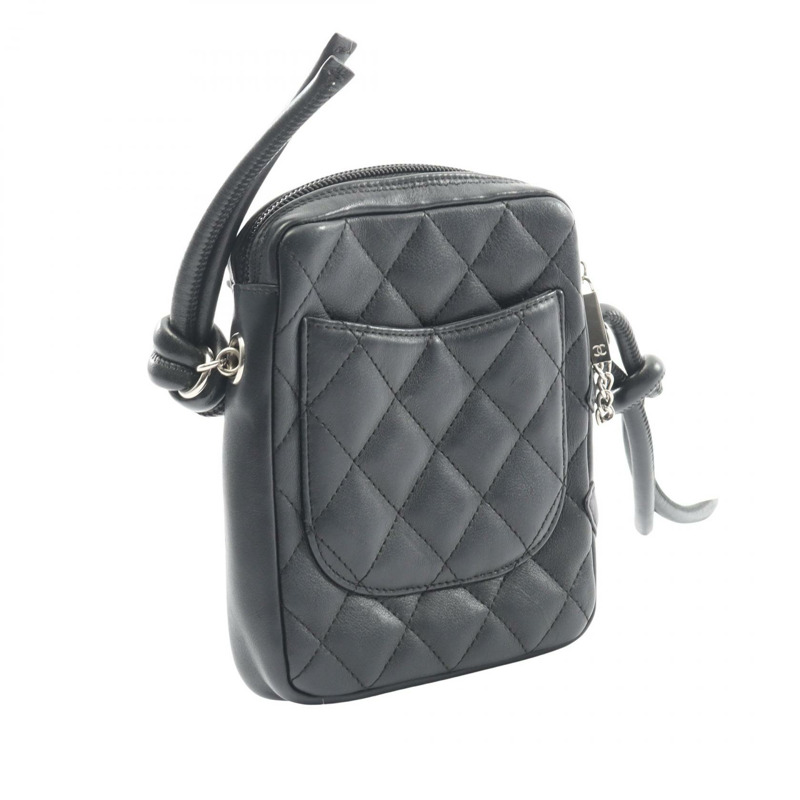 香奈兒 Cambon 系列小型斜背包 A25177 黑色皮革 二手 SHW CC-1
