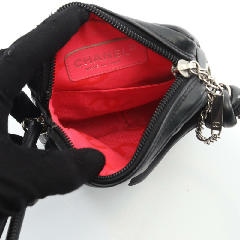 香奈兒 Cambon 系列小型斜背包 A25177 黑色皮革 二手 SHW CC-2