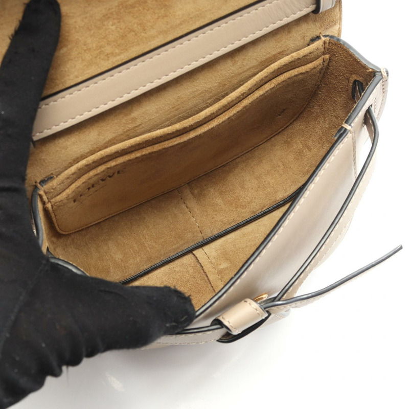 LOEWE Gate Dual迷你單肩斜背包 A650N46X13 皮革 米色 二手 女士-2
