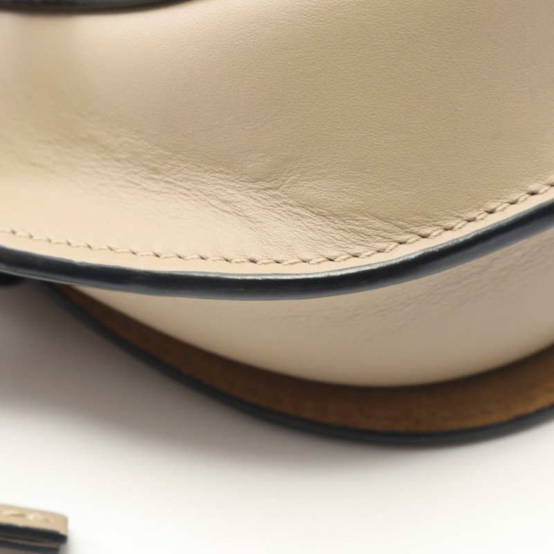 LOEWE Gate Dual迷你單肩斜背包 A650N46X13 皮革 米色 二手 女士-4