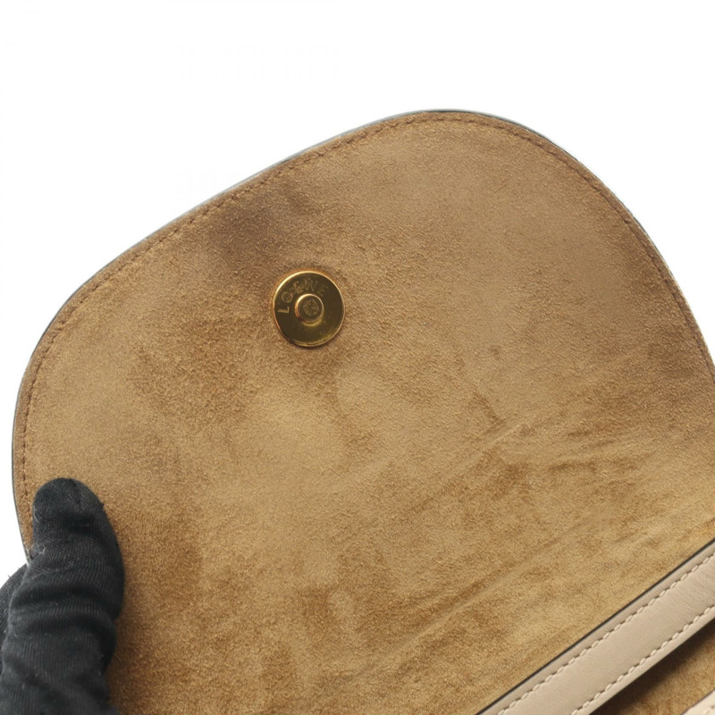 LOEWE Gate Dual迷你單肩斜背包 A650N46X13 皮革 米色 二手 女士-5