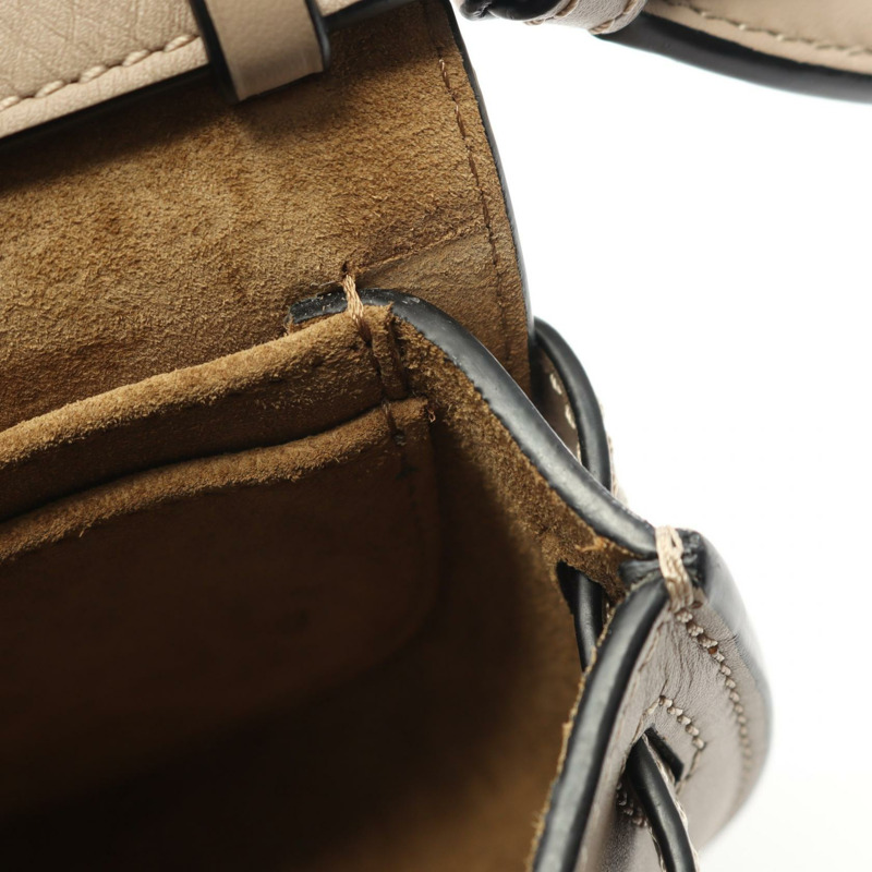 LOEWE Gate Dual迷你單肩斜背包 A650N46X13 皮革 米色 二手 女士-6