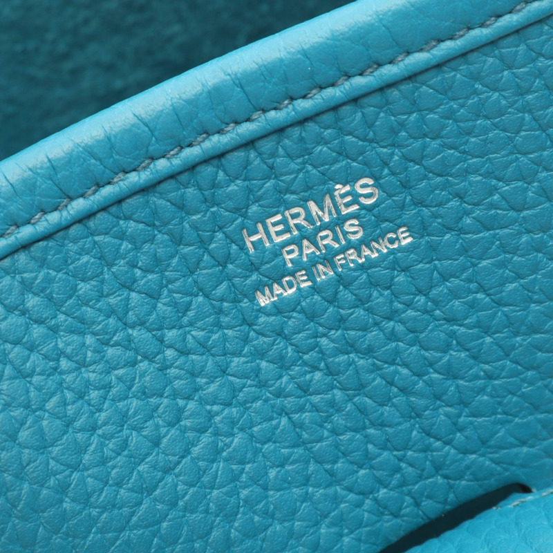 愛馬仕 Evelyne 3 GM 肩挎包 Q Taurillon Clemence 藍色孔雀圖案 SHW-3