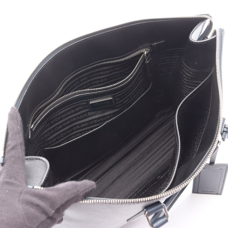 PRADA 商務包，Saffiano 皮革，稀有皮革，海軍藍，二手男士款-2