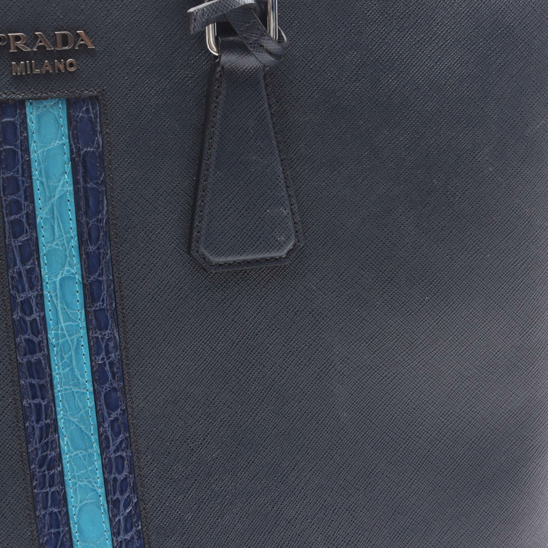 PRADA 商務包，Saffiano 皮革，稀有皮革，海軍藍，二手男士款-6
