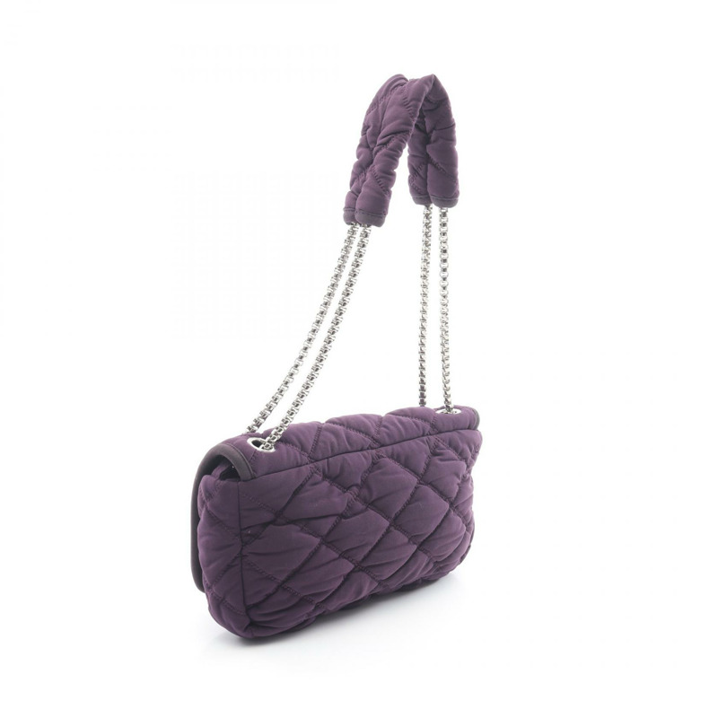 香奈兒 COCO 標誌鏈條肩背包 帆布絎縫紫色 二手 女士-1