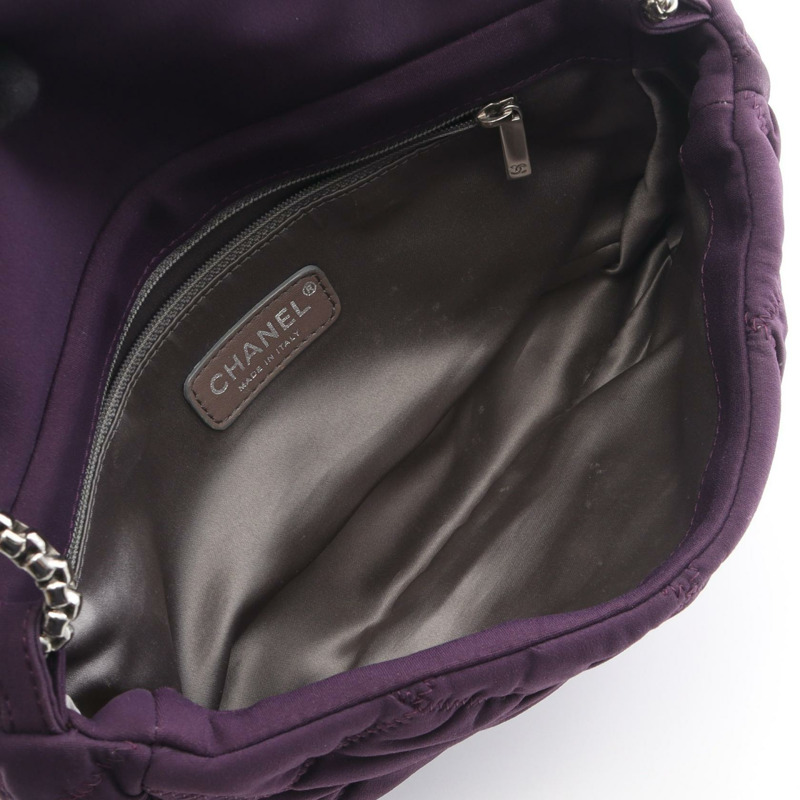 香奈兒 COCO 標誌鏈條肩背包 帆布絎縫紫色 二手 女士-2
