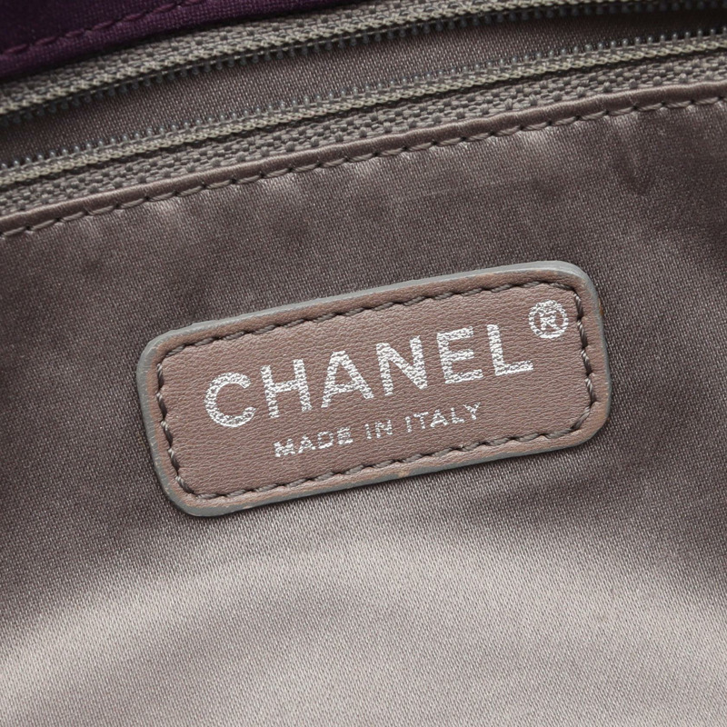 香奈兒 COCO 標誌鏈條肩背包 帆布絎縫紫色 二手 女士-3