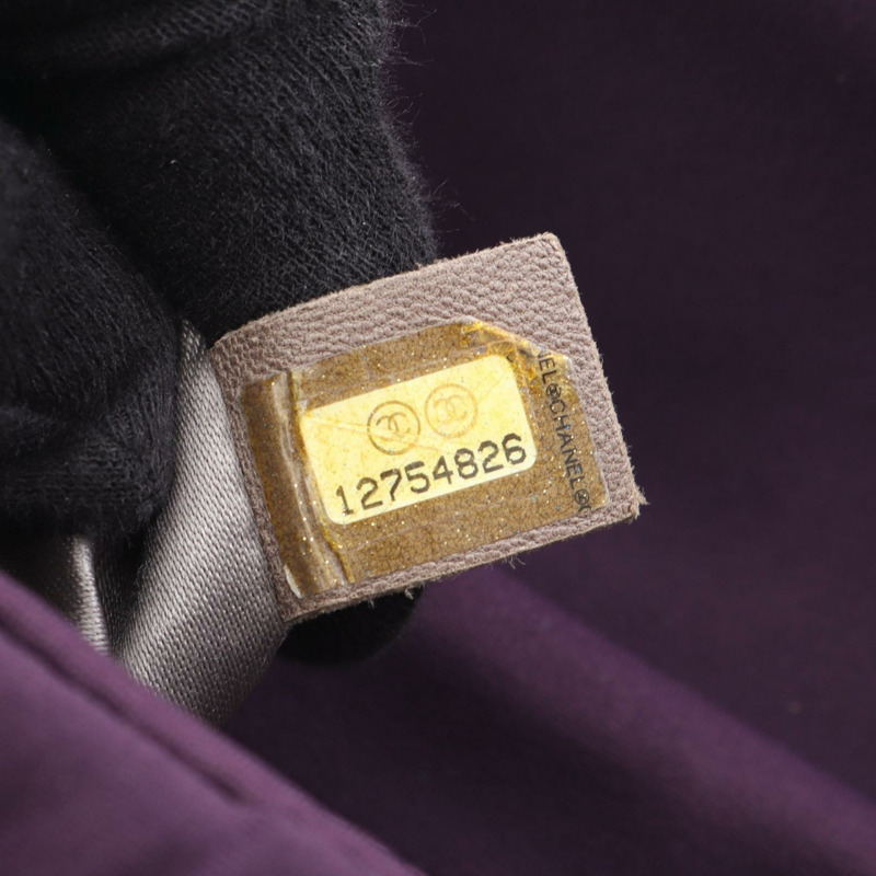 香奈兒 COCO 標誌鏈條肩背包 帆布絎縫紫色 二手 女士-4