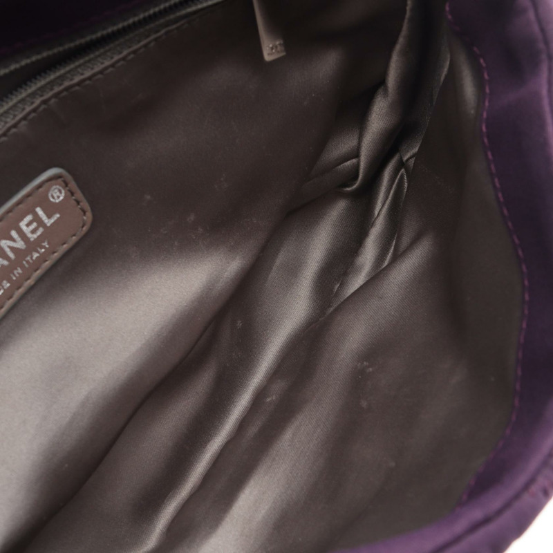 香奈兒 COCO 標誌鏈條肩背包 帆布絎縫紫色 二手 女士-5