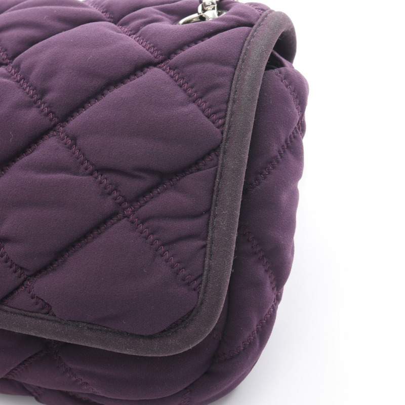 香奈兒 COCO 標誌鏈條肩背包 帆布絎縫紫色 二手 女士-7