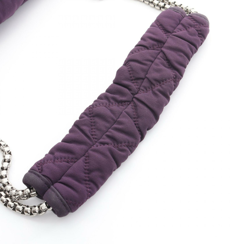 香奈兒 COCO 標誌鏈條肩背包 帆布絎縫紫色 二手 女士-9