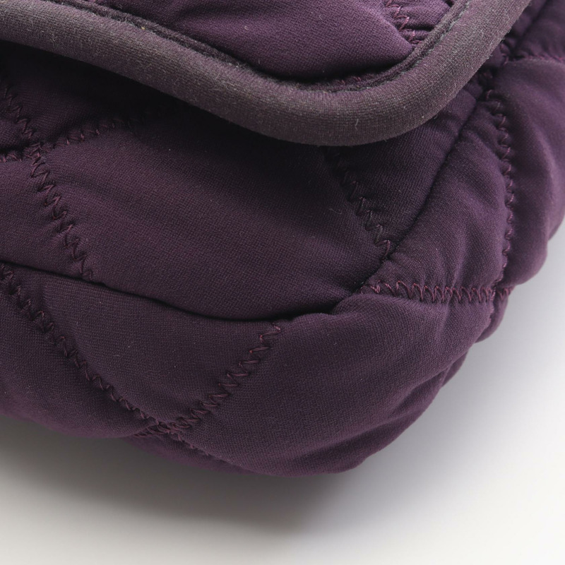 香奈兒 COCO 標誌鏈條肩背包 帆布絎縫紫色 二手 女士-10