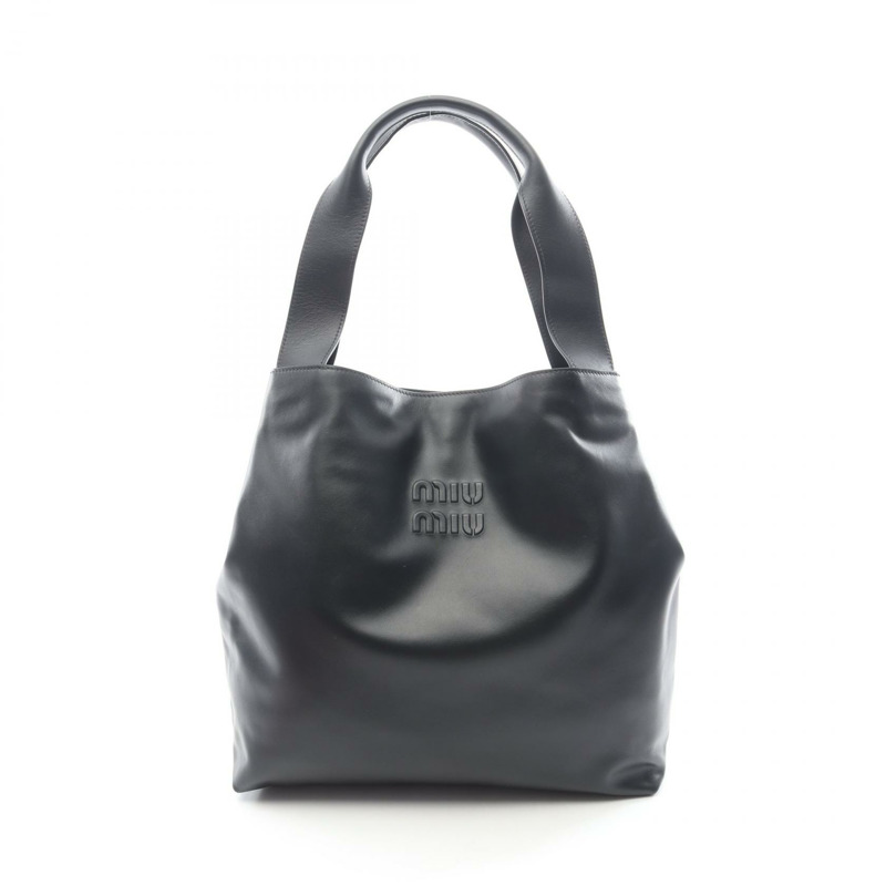 Miu Miu Hobo Tote 單肩包 5BC119 黑色皮革 二手 女款-0
