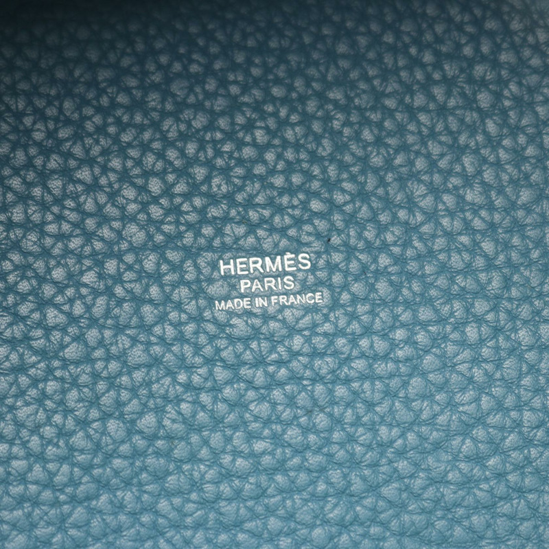 愛馬仕 Picotin Lock PM 手提包，Clemence 皮革，藍色牛仔布，SHW T 二手女款-3