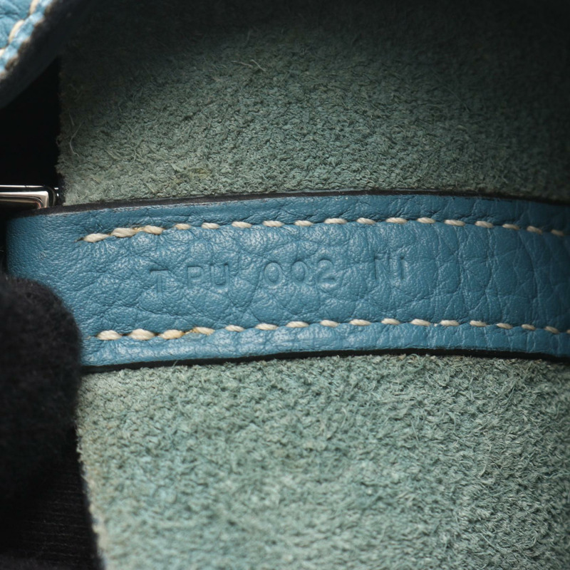 愛馬仕 Picotin Lock PM 手提包，Clemence 皮革，藍色牛仔布，SHW T 二手女款-4