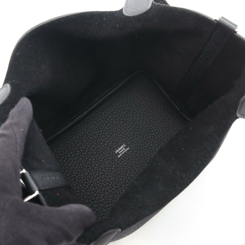 愛馬仕 Picotin Lock PM 托特水桶包 C Taurillon Clemence 黑色二手 SHW-2