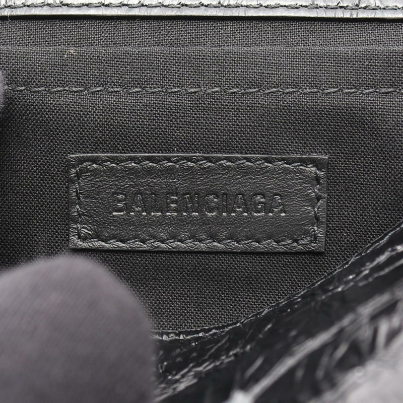 BALENCIAGA LE CAGOLE S 單肩背包，黑色皮革，二手女款-3
