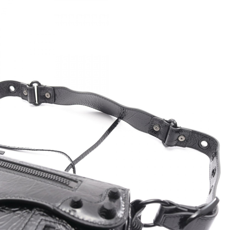 BALENCIAGA LE CAGOLE S 單肩背包，黑色皮革，二手女款-5