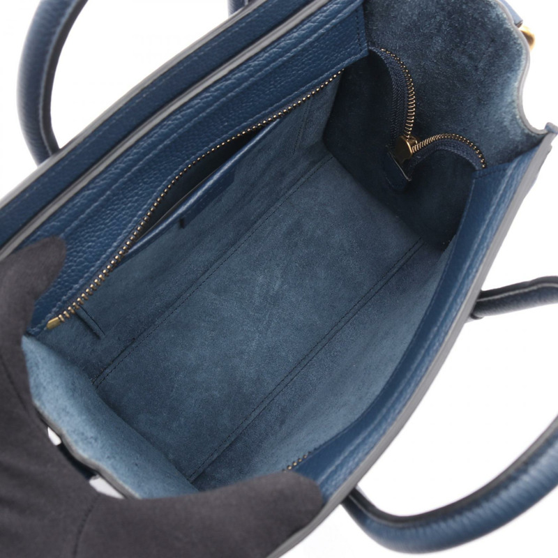 CELINE Luggage Nano Shopper 斜背單肩手提包，皮革材質，藍色，二手女款-2