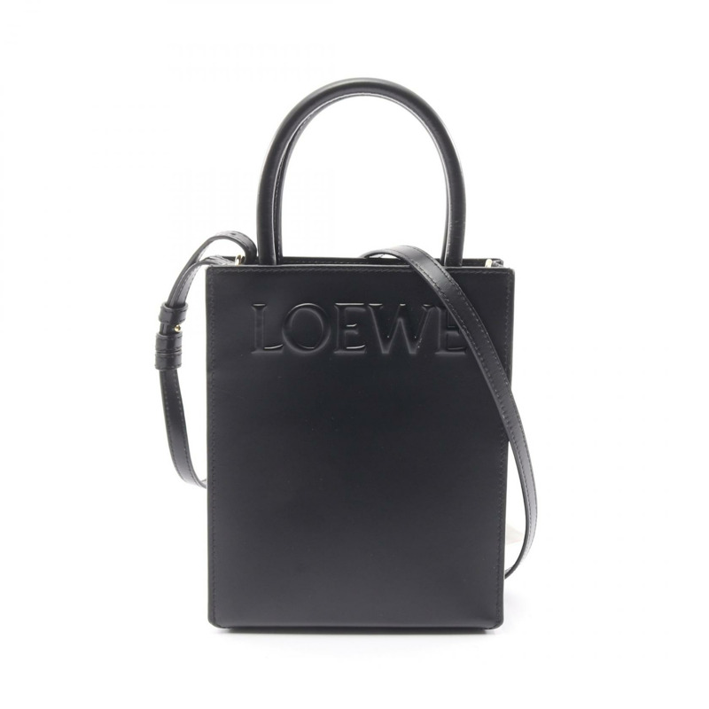LOEWE 標準款 A5 單肩斜背手提包 A933S30X01 黑色皮革 二手-0
