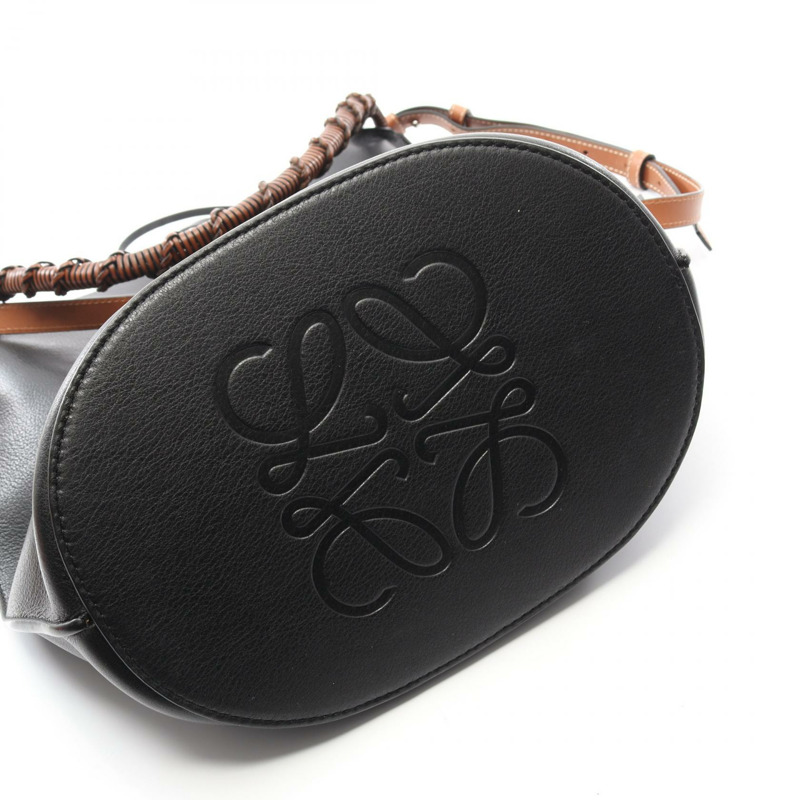 LOEWE Gate 大水桶單肩手提包，黑色棕色皮革，二手女款-5