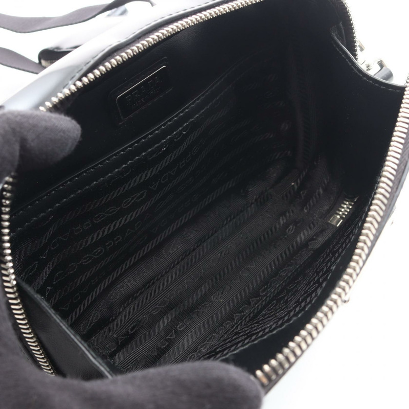 PRADA Brique 男士單肩斜背包 2VH070 漆皮黑色 二手-2